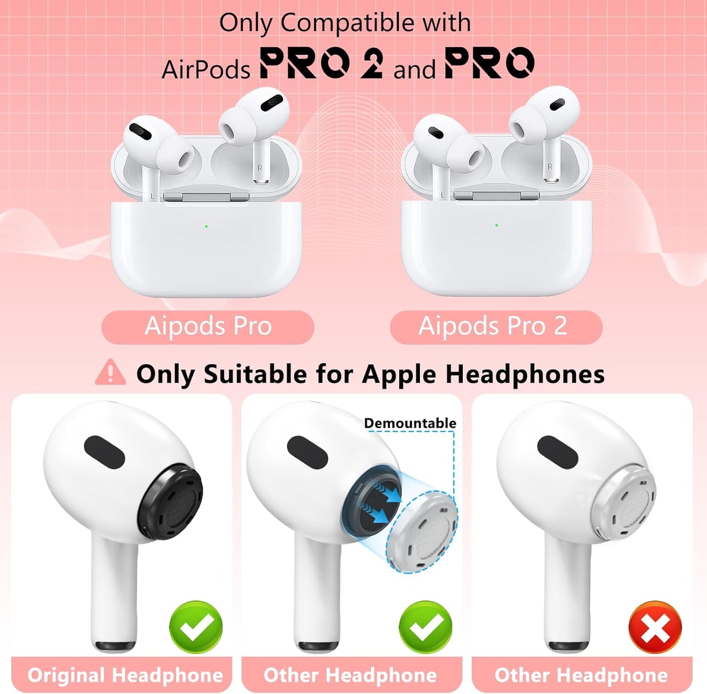 4 Pairs Replacement Ear Tips for AirPods Pro 2nd/1st Generation with Portable Storage Box & Cleaner Pen,Noise Reduction Holewith & Built-in dust Guard Screen,Silicone Ear Tips for AirPods Pro (White)