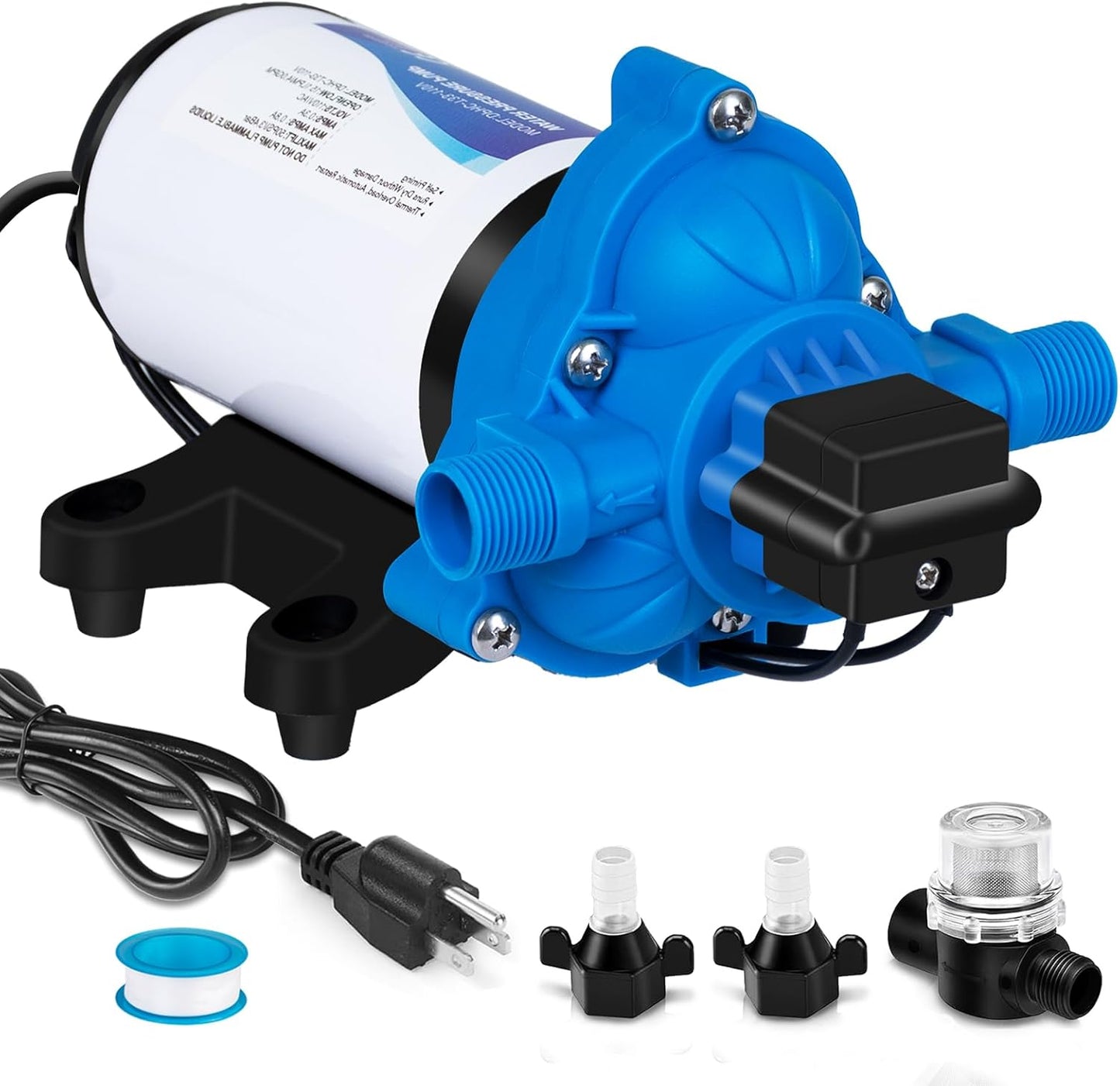 DC HOUSE 12V RV Fresh Water Pump 3.0GPM 45 PSI 12Volt DC Water Pressure Diaphragm Pump On Demand for Camper Trailer Off-Grid Cottage Yacht House