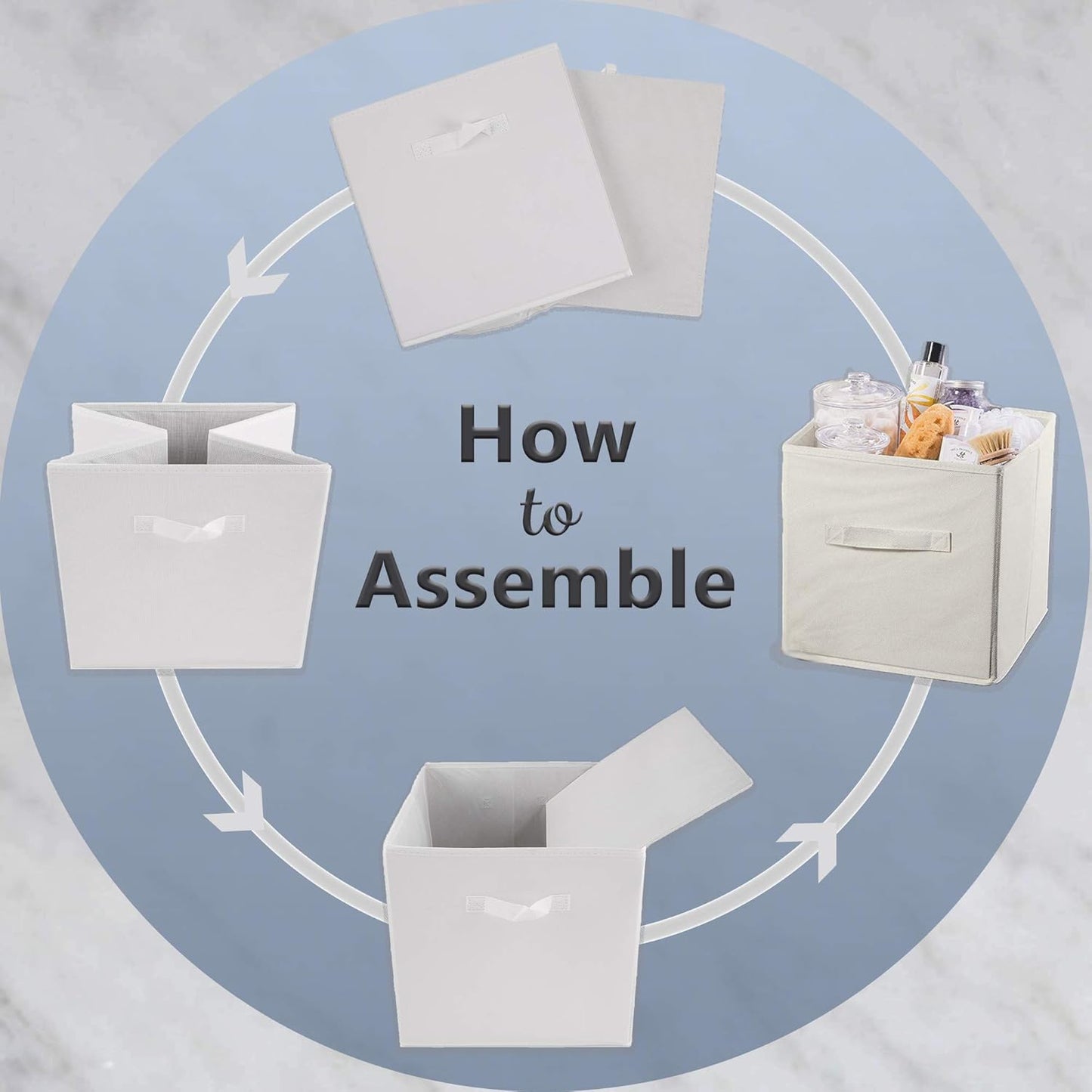 DII Foldable Fabric Storage Containers for Nurseries, Offices, Closets, Home Decor, Cube Organizers & Everyday Storage Needs, (Large - 11 x 11 x 11) Scroll Nautical Blue - Set of 2