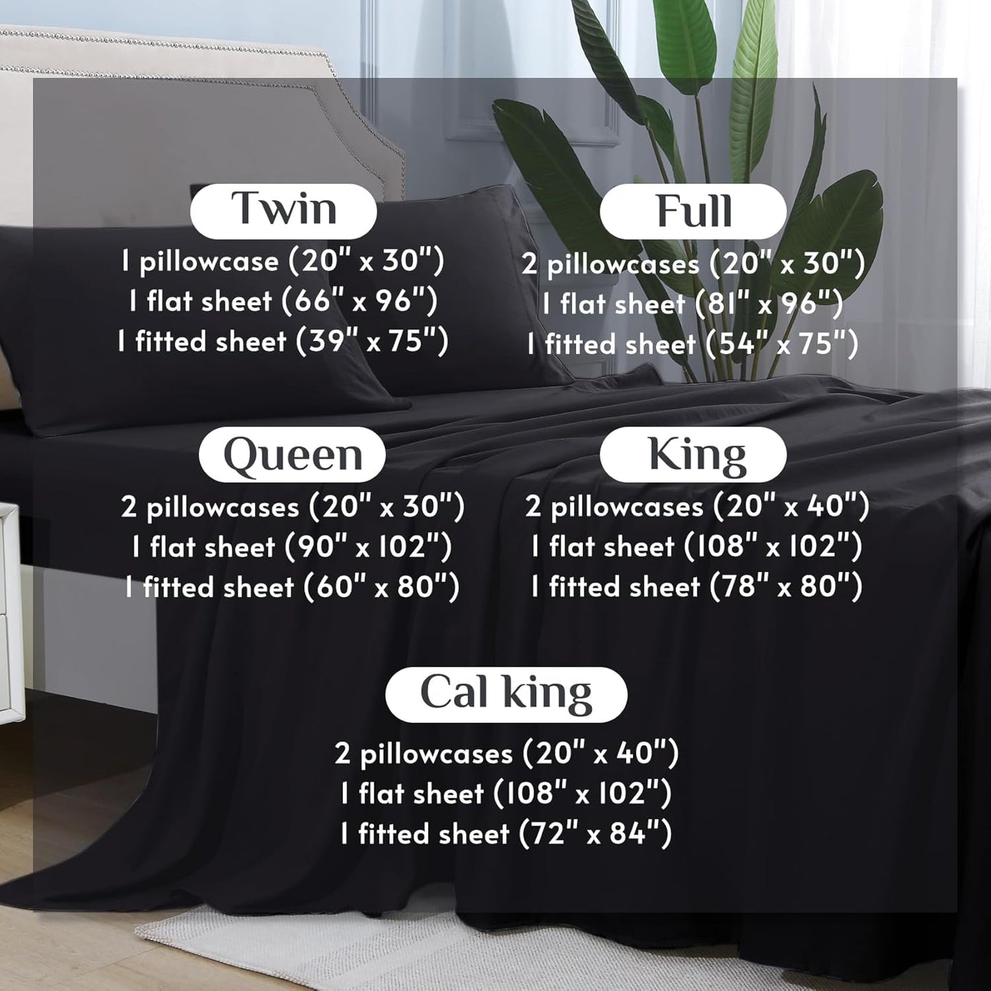 JOLLYVOGUE Queen Size Bed Sheet Set - 4 Piece Bed Sheets Set with Deep Pocket - Soft Breathable & Cooling - Resists Shrinkage & Fading Draps Queen - Easy Care (Dark Grey)