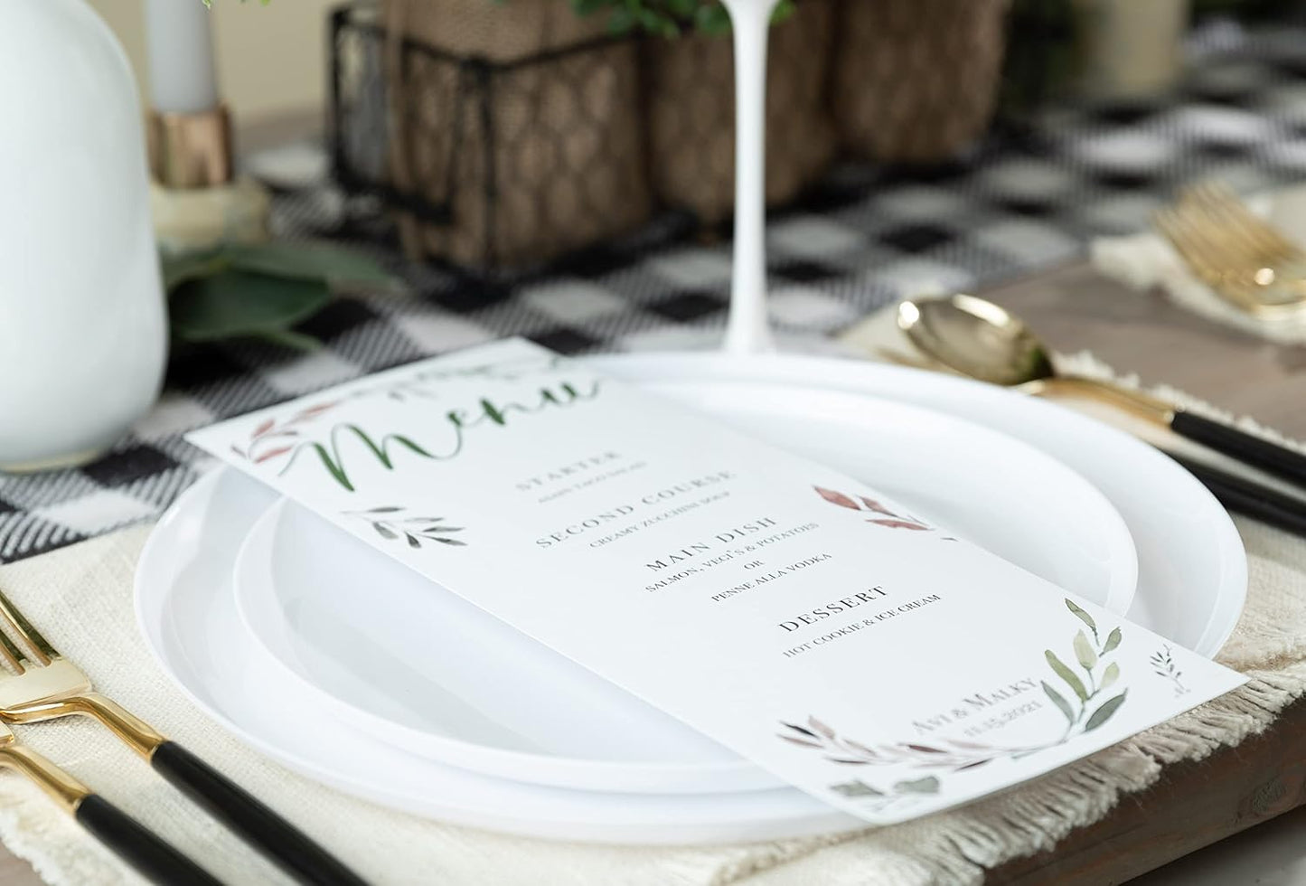 PLASTICPRO [30 Pack 10.7'' Christmass Green Plastic Party Plates Edge Collection Premium heavyweight Elegant Disposable Tableware Dishes