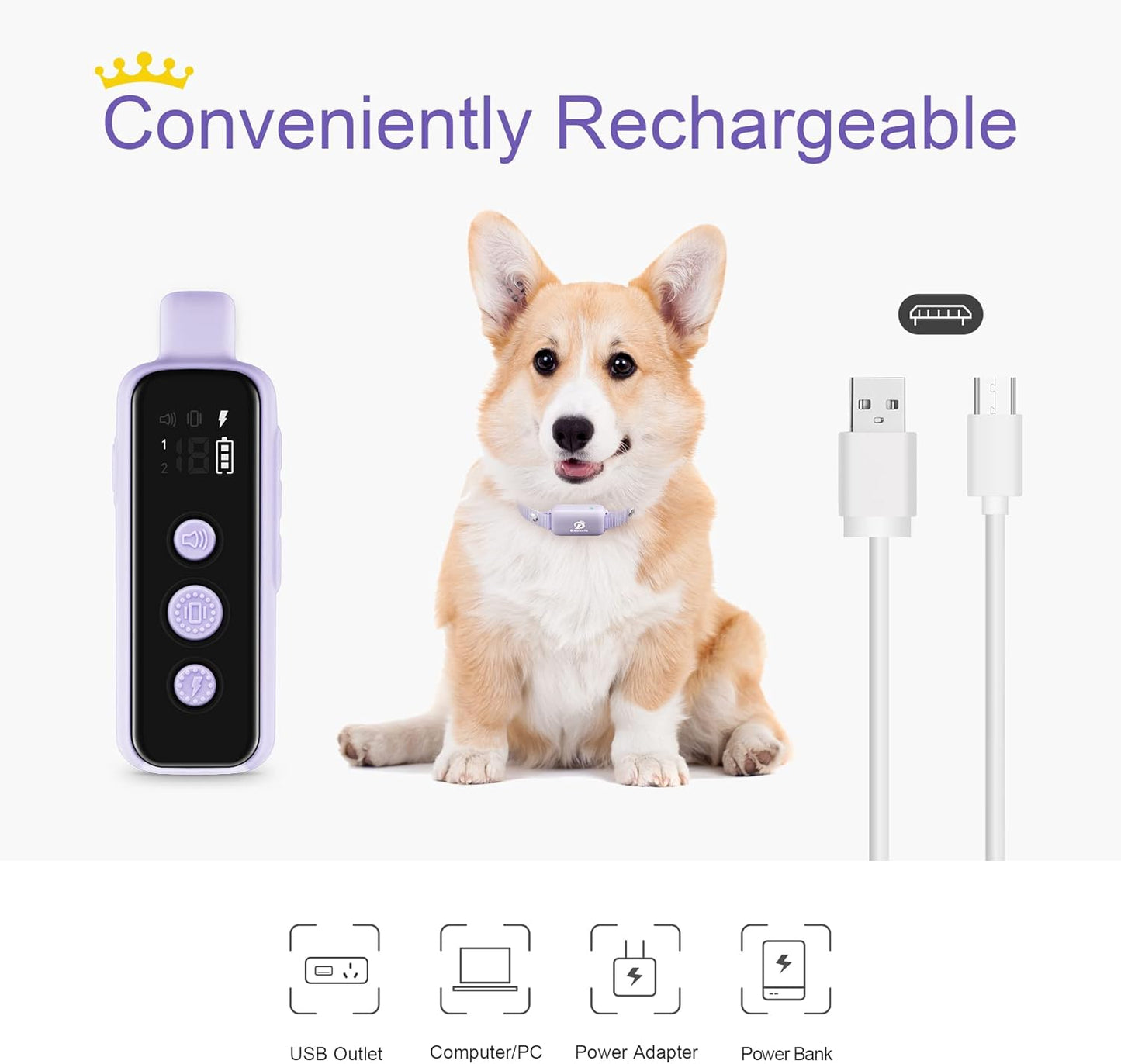 Bousnic Dog Shock Collar for 2 Dogs - (8-120lbs) Waterproof Rechargeable Electric Dog Training Collar with Remote for Small Medium Large Dogs with Beep Vibration Safe Shock Modes(Grey)