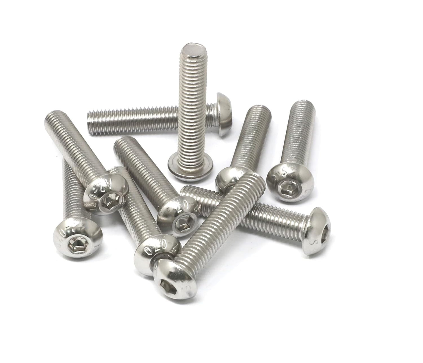 iexcell 50 Pcs M6 x 20mm Thread Pitch 1 mm Stainless Steel 304 Hex Socket Button Head Cap Screws Bolts Kit