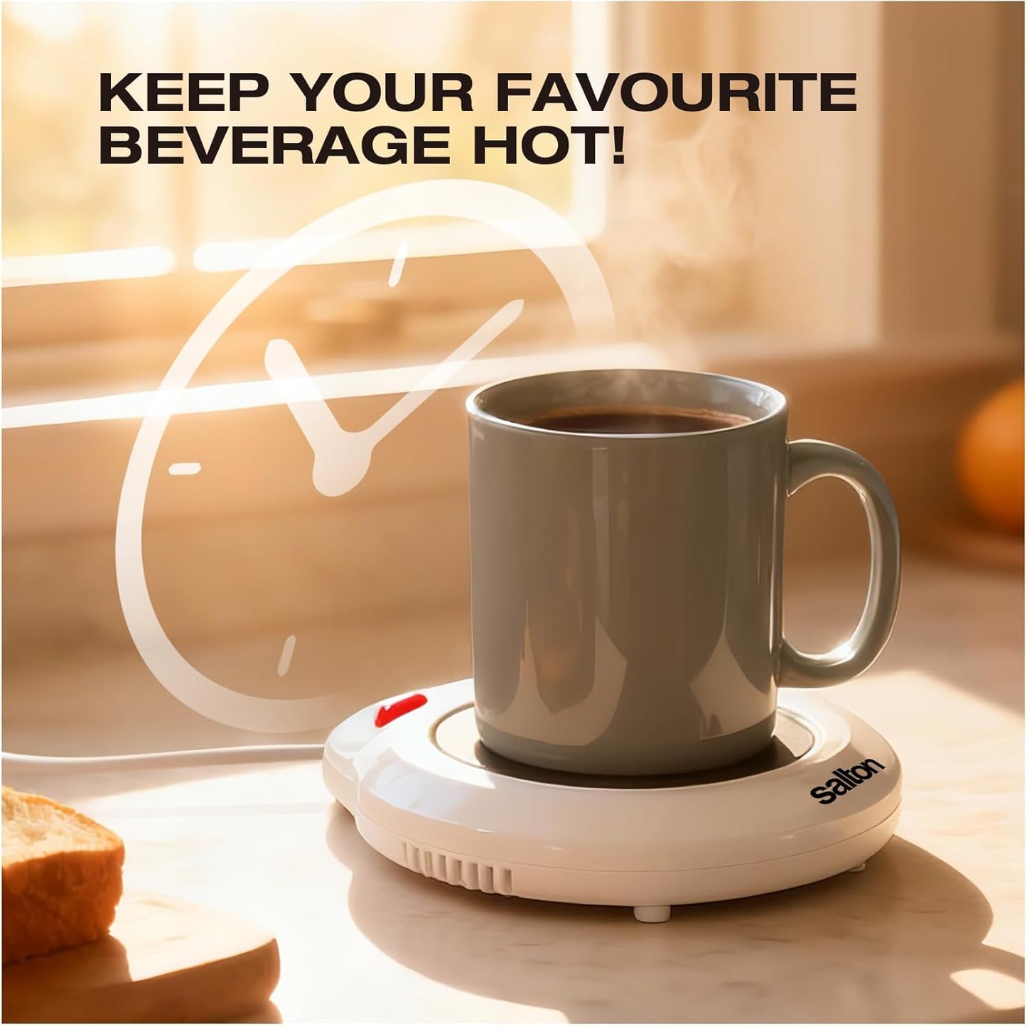 Electric Mug Warmer for Coffee and Tea, Corded Beverage Heater to Keep Drinks Warm Longer, Compact Desk Cup Warmer for Home, Office, and Dorm Use - PuriLite