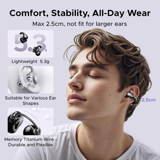 UGREEN Open Ear Wireless Headphones Bluetooth 5.4, 12mm Driver Sports Earphones with ENC, Fast Charging for 30 Hours Playtime, Compatible with iPhone Android and Bluetooth Devices - PuriLite