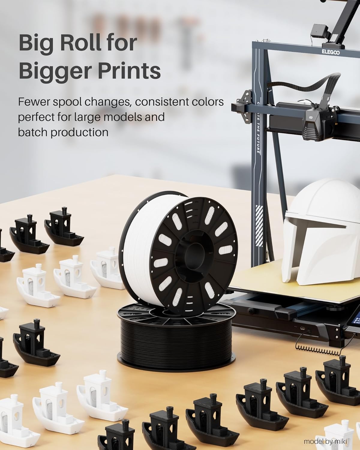 ELEGOO PLA+ Filament 1.75mm Black 4KG, PLA Plus 3D Printer Filament, Dimensional Accuracy +/- 0.02 mm, Tough & High Strength, Fit for Most FDM Printers(1KG/Spool, 2.2 lbs)