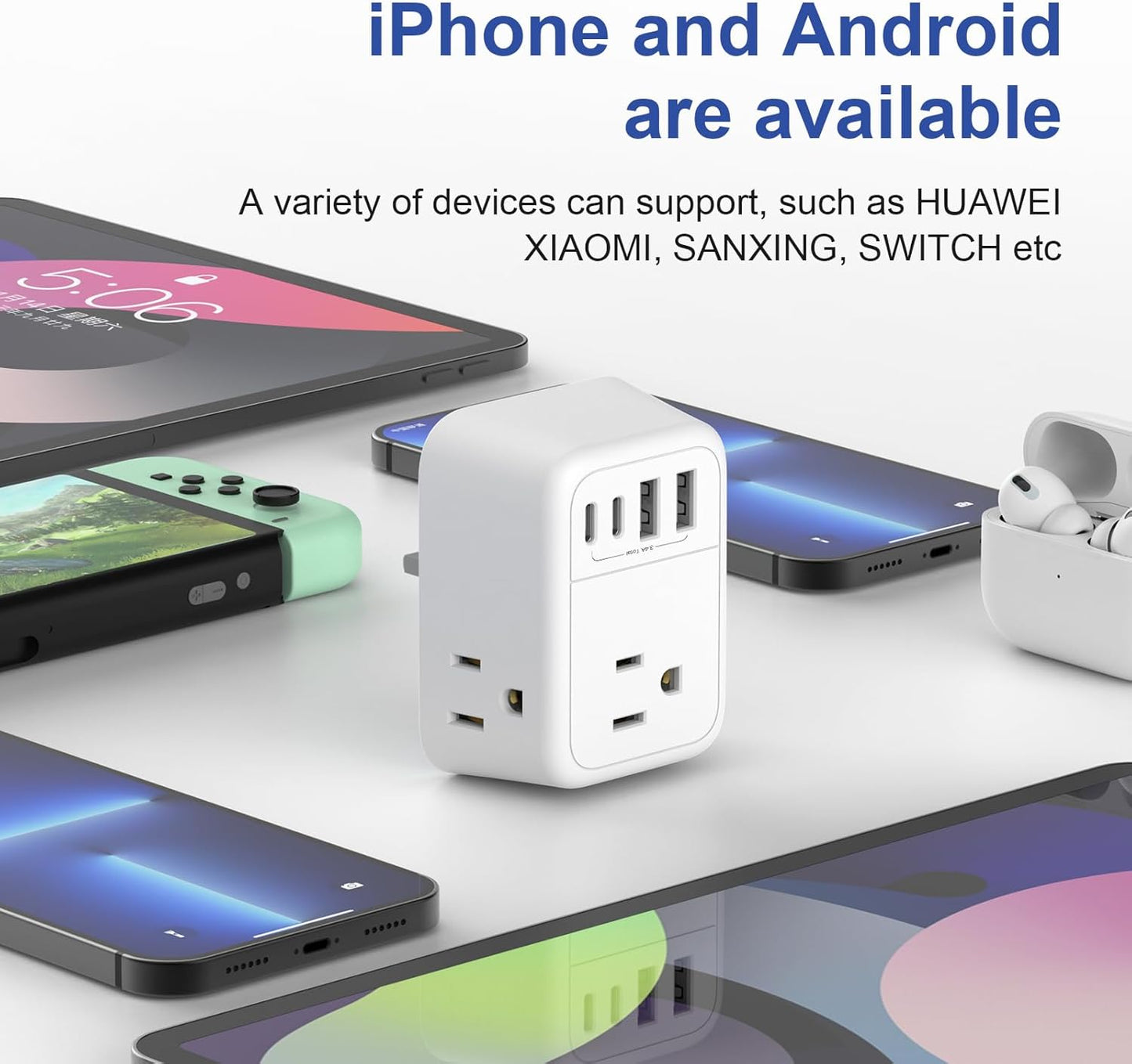 2 Pack European Travel Plug Adapter, VYLEE International Travel Adapter with 2 Outlets 4 USB Ports(2 USB C), 6 in 1 Type C Travel Essentials Charger for US to Most of Europe EU Italy Spain France