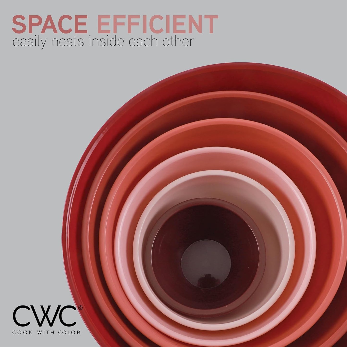 COOK WITH COLOR Mixing Bowls with TPR Lids - 12 Piece Plastic Nesting Bowls Set Includes 6 Prep Bowls and 6 Lids, Microwave Safe Mixing Bowl Set (Green)