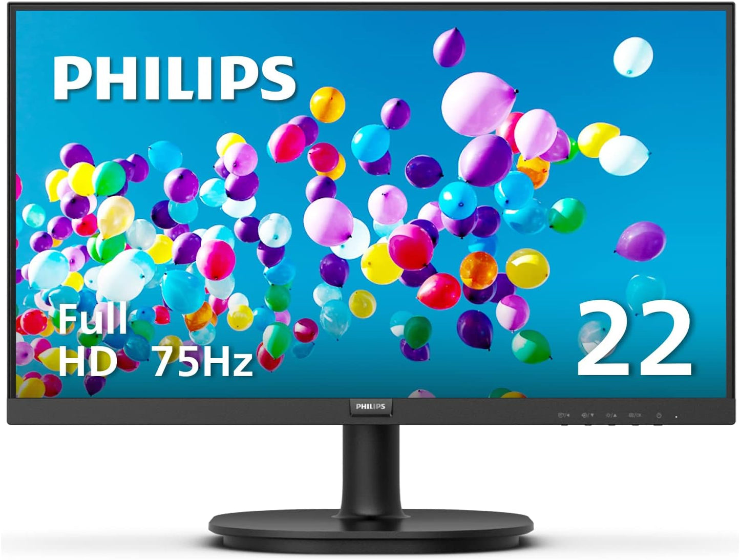 Philips 22 inch Class Thin Full HD (1920 x 1080) 75Hz Monitor, VESA, HDMI & VGA Port, 221V8LN