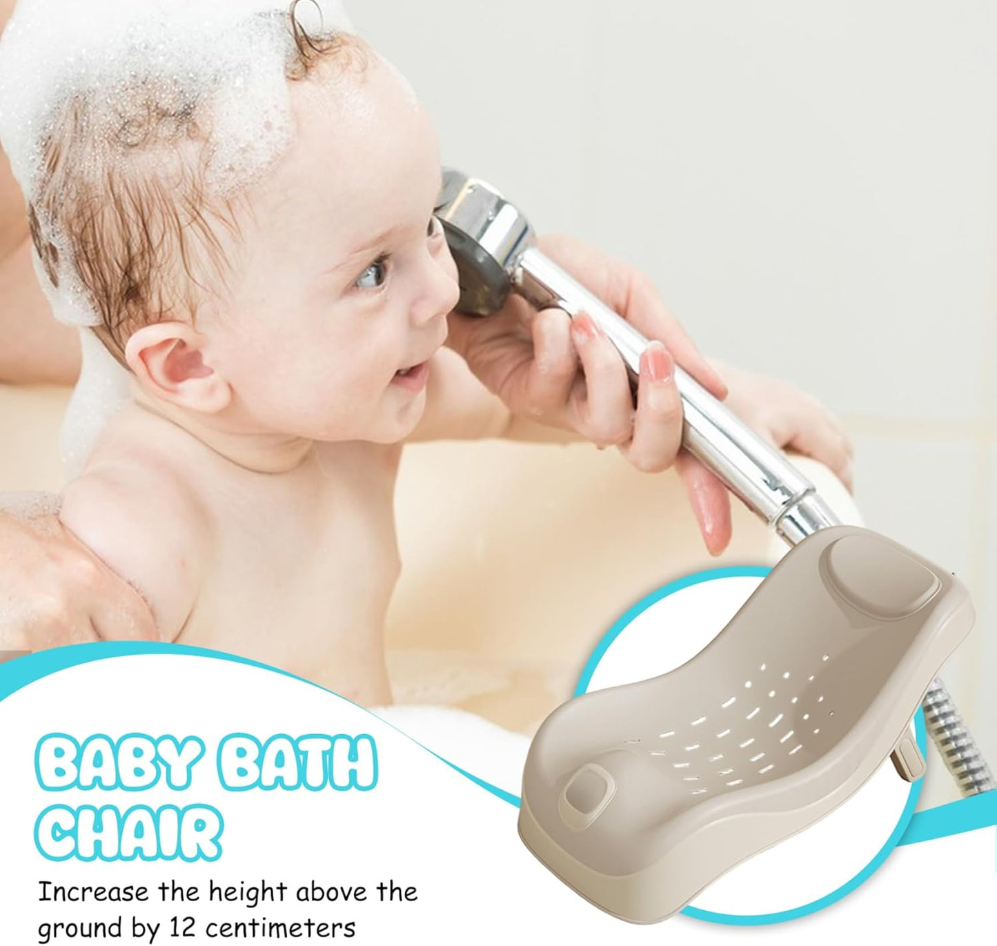 Baby Sink Bath, Adjustable Height Ergonomic Baby Bath Support with Temperature Reminder & Drainage Hole, Foldable Portable Infant Bathtub with Hook for Home Travel, Green, Sink Bather for