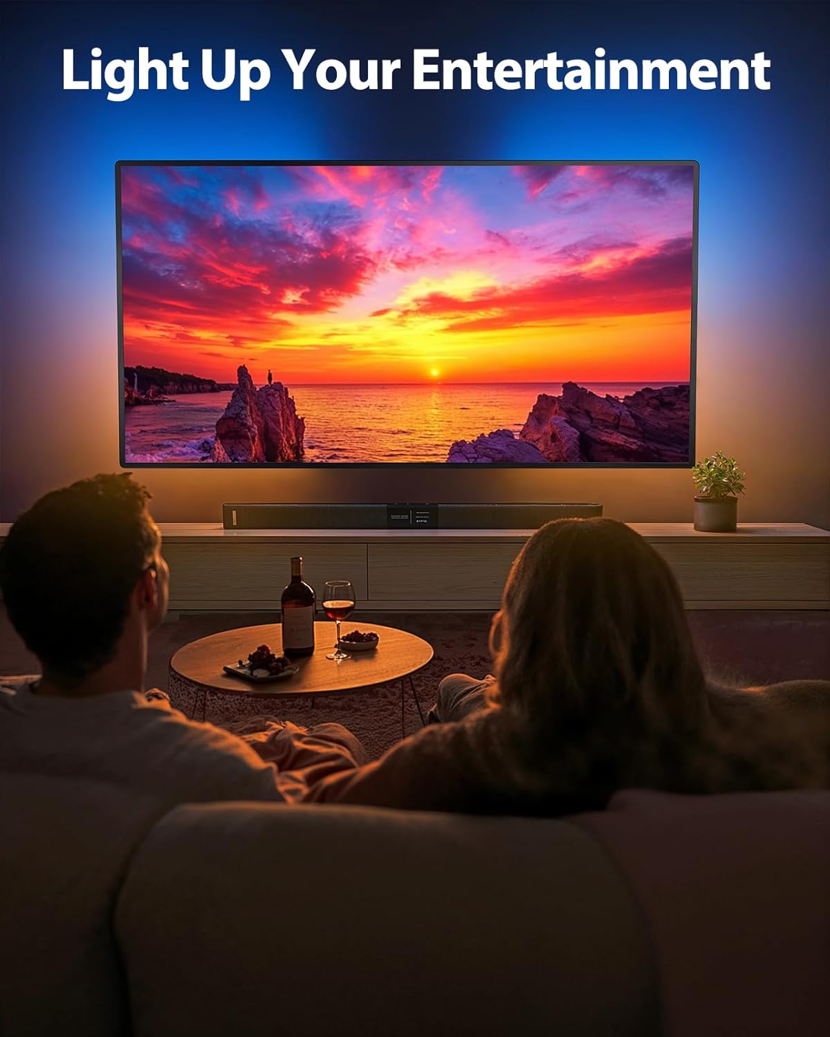 Pipishell Pre-Assembled TV Wall Mount with LED Lights for 26-65 inch TVs up to 99 lbs, Max VESA 400x400mm, Swivel, Extension, Tilt, TV Backlights with Music Sync, Fits 16”/12” Wood Studs, PIMF20
