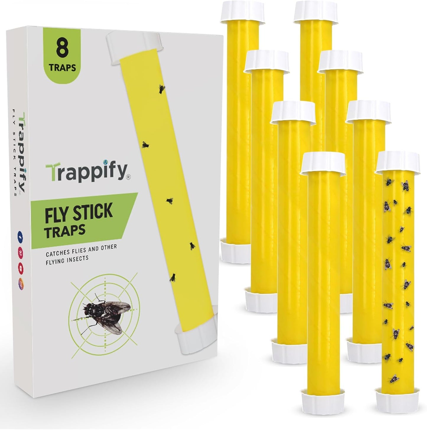Trappify Hanging Fly Traps Outdoor: Fruit Fly Traps for Indoors | Fly Catcher, Gnat, Mosquito, & Flying Insect Catchers for Inside Home - Disposable Sticky Fly Trap for Indoor House Pest Control (2)