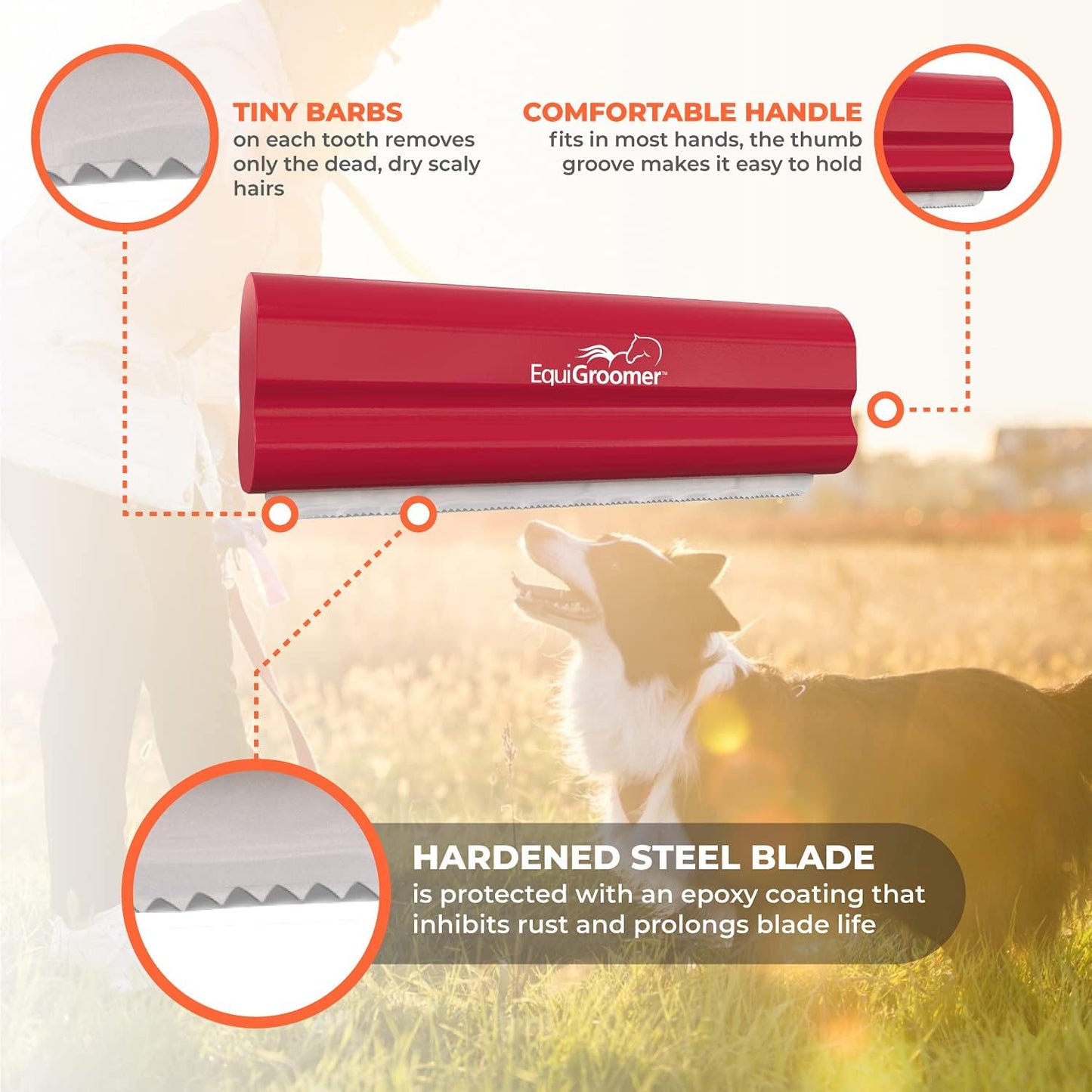 EquiGroomer Deshedding Brush for Dogs and Cats | Undercoat Deshedding Tool for Large and Small Pets | Comb Removes Loose Dirt, Hair and Fur While | Perfect for Short and Long Hair Grooming Shedding