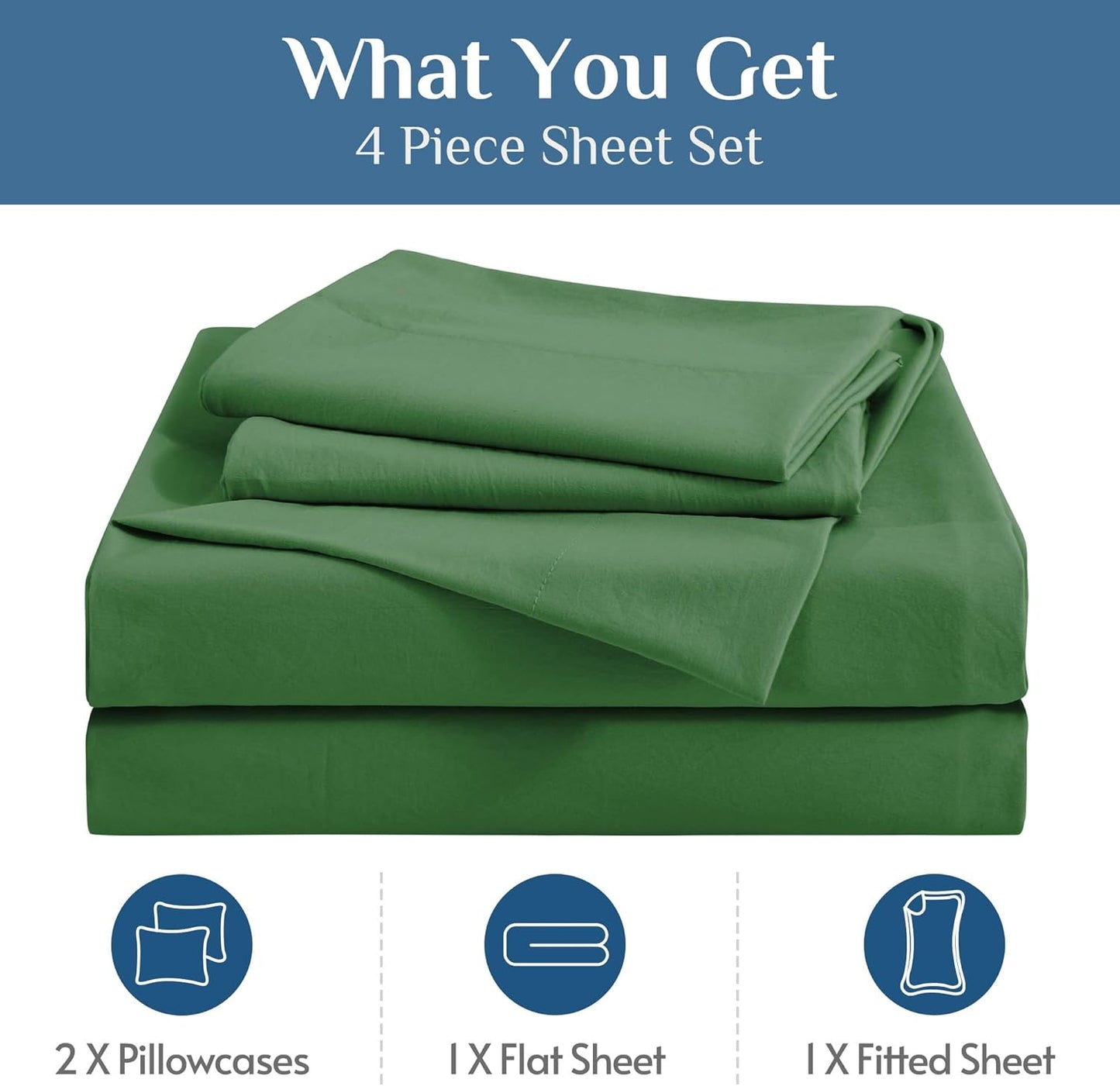JOLLYVOGUE Queen Size Bed Sheet Set - 4 Piece Bed Sheets Set with Deep Pocket - Soft Breathable & Cooling - Resists Shrinkage & Fading Draps Queen - Easy Care (Dark Grey)