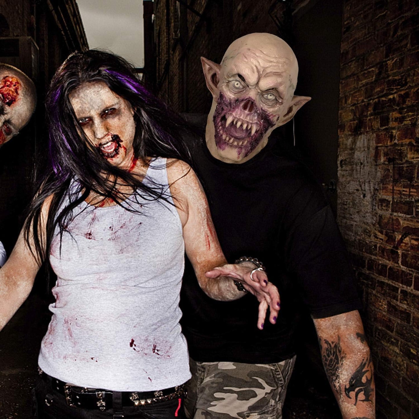 MOLEZU Vampire Mask Zombie Head Mask for Adult, Scary Horror Creepy Demon Monster Mask for Halloween Costume Party