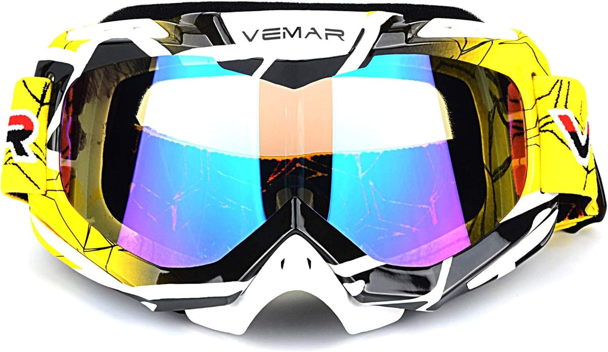 Motorcycle Motocross Goggles ATV Racing Goggles Dirt Bike Tactical Riding Motorbike Goggle Glasses, Bendable Windproof Dustproof Scratch Resistant Protective Safety Glasses (Yellow) - PuriLite