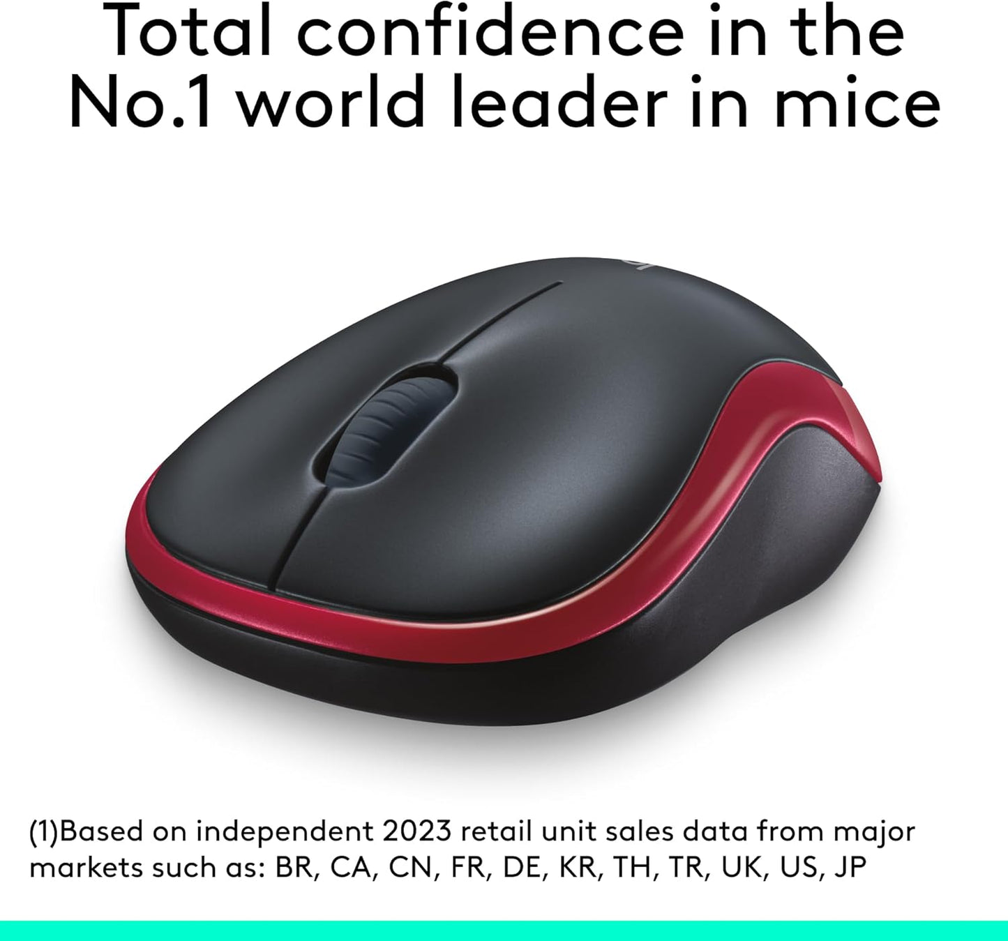 Logitech M185 Wireless Mouse, 2.4GHz with USB Mini Receiver, 12-Month Battery Life, 1000 DPI Optical Tracking, Ambidextrous, Compatible with PC, Mac, Laptop - Black
