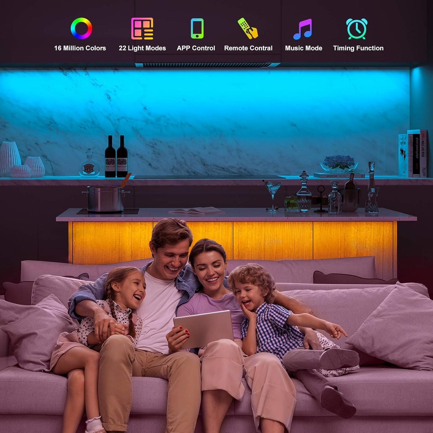 Purilite Select 2-Port RGB LED Strip Light Controller – Bluetooth App Control, Music Sync, Power Adapter Included