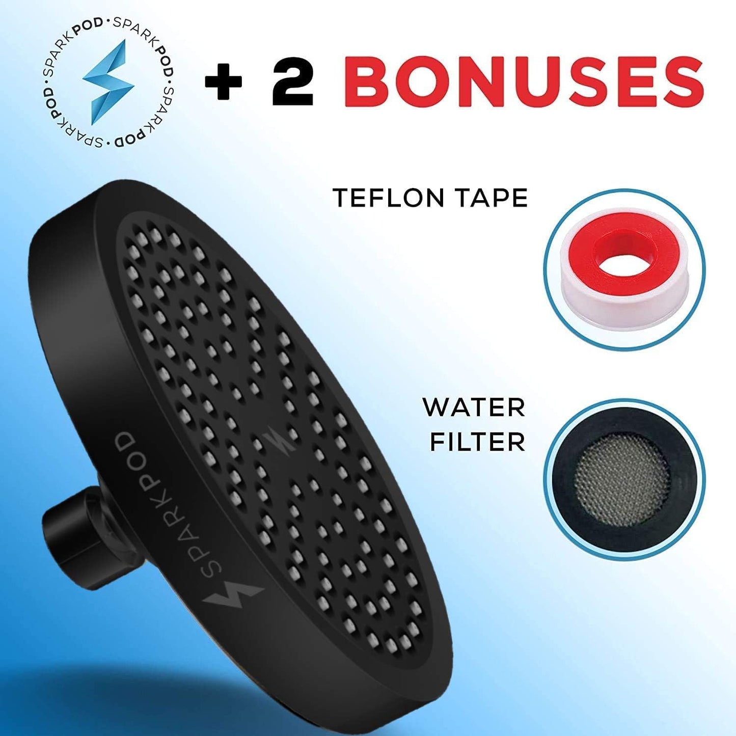 SparkPod Shower Head - High Pressure Rain - Premium Quality Luxury Design - 1-Min Install - Easy Clean Adjustable Replacement for Your Bathroom Shower Heads (Luxury Polished Chrome, 6 Inch Round)