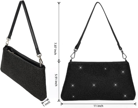 Valleycomfy Bling Evening Clutch Bag for Women Lady Girl Bride Rhinestone Purse For Prom Cocktail Party Wedding Engagement - PuriLite
