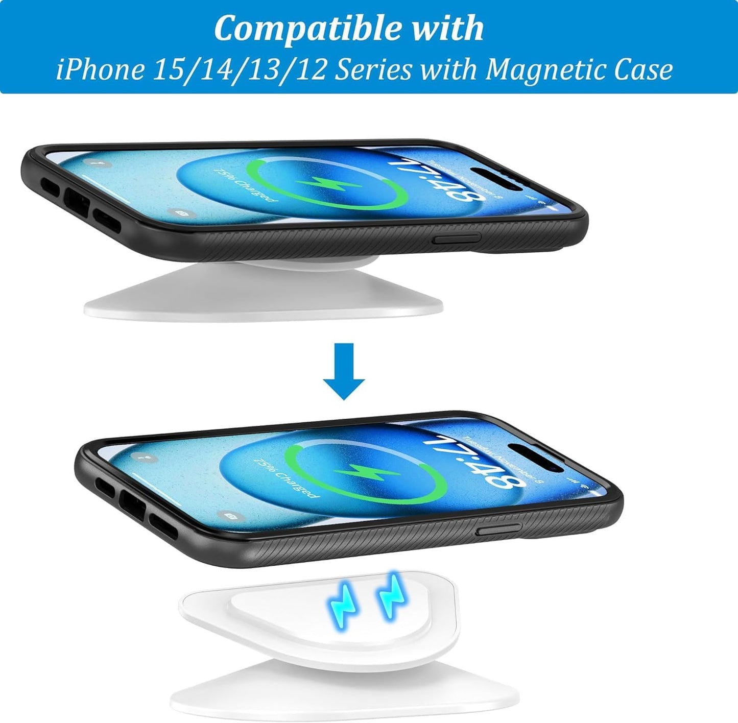 PlusAcc Stand for Show 5 (3rd Gen) - Adjustable Tilt Holder, Magnetic Table Stand Accessories Compatible with iPhone Models & Show 5 3rd Generation, Non-Slip Base (Black)