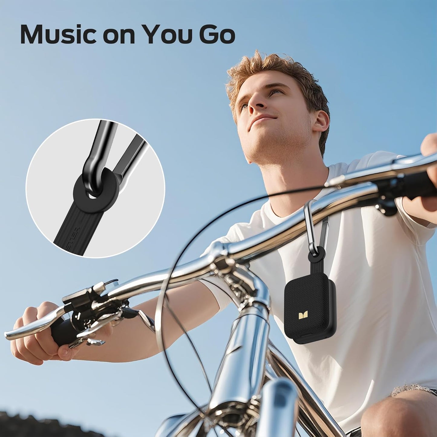 Monster Atomic Atom Wearable Bluetooth Speaker with Mics for Hands-Free Calls, IPX5 Waterproof, Compact and Portable Speaker for Workout, Cycling, Black