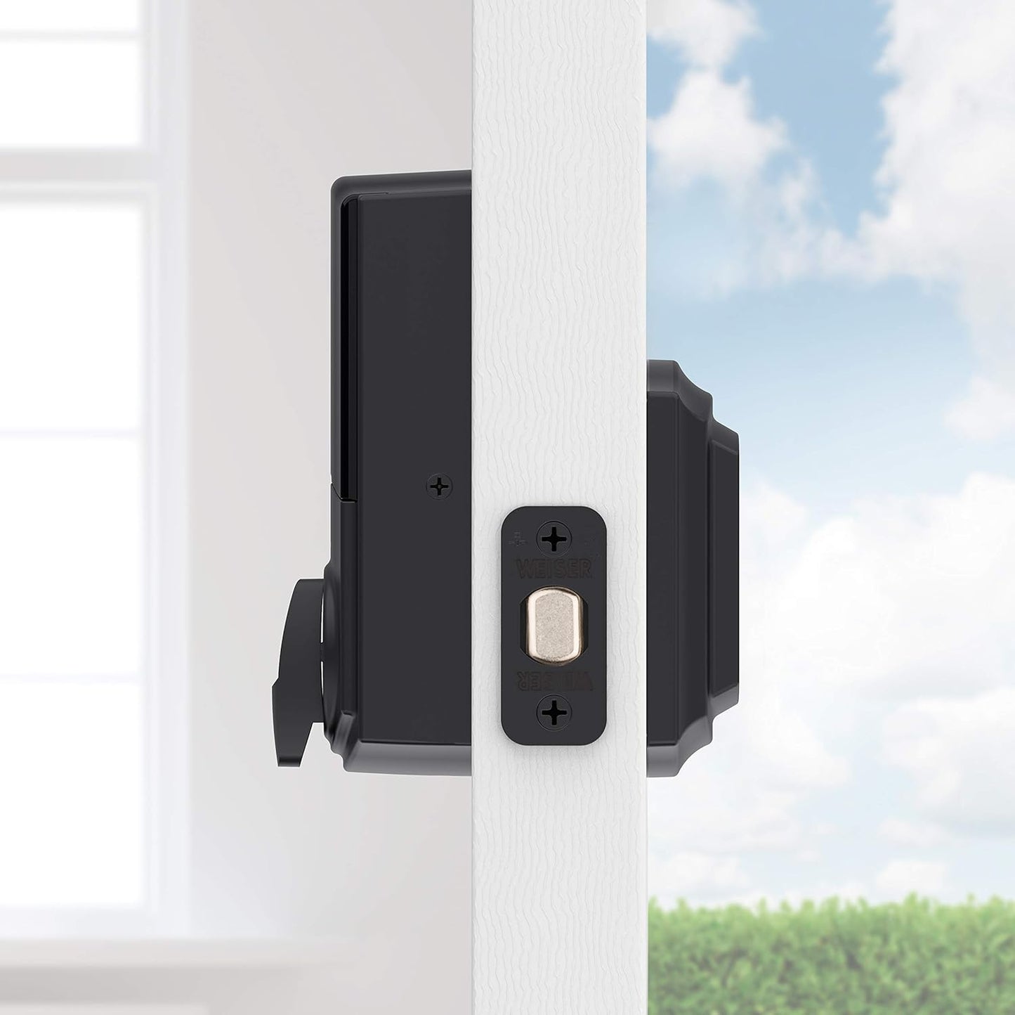 Weiser Halo Matte Black WiFi Smart Lock, Keyless Entry Door Lock, Touchscreen Keypad Door Lock, Amazon Alexa & Google Assistant/Google Home Compatible, Deadbolt Lock, Smart Locks for Entry Door