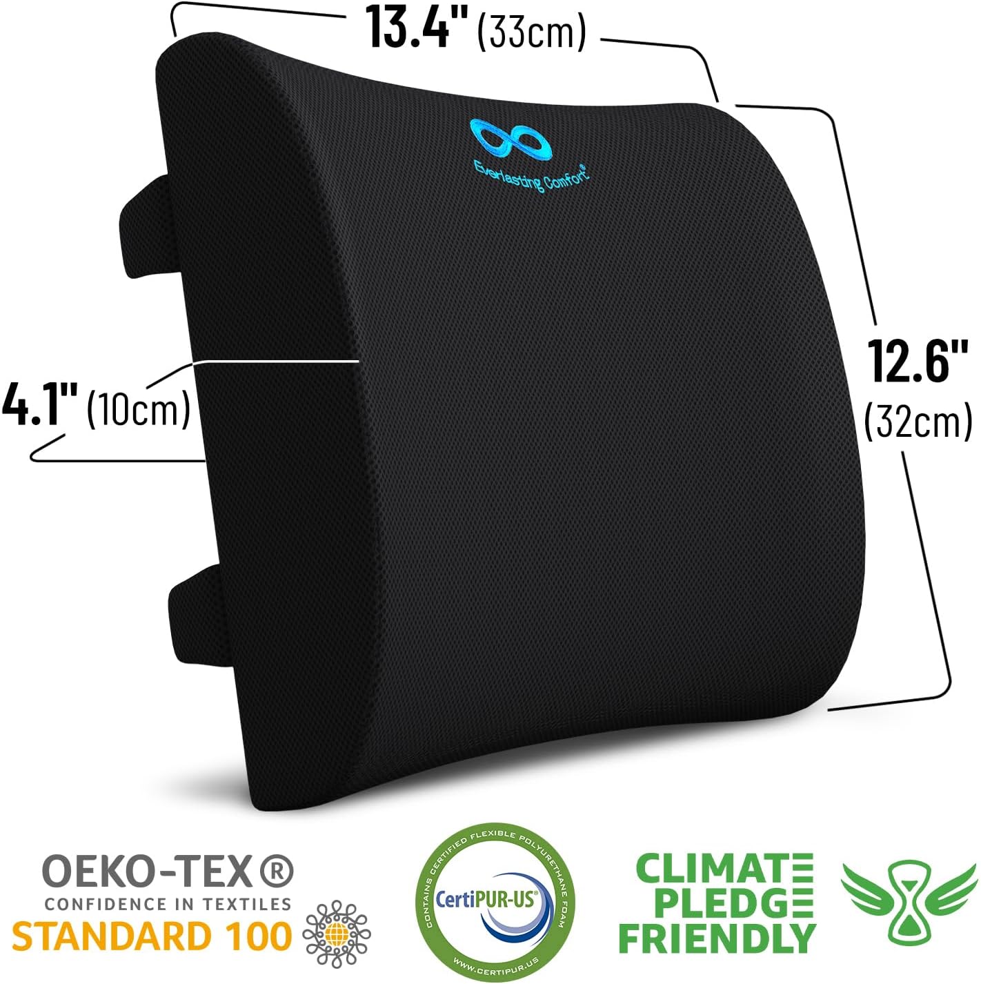 Everlasting Comfort Memory Foam Seat Cushion - Office Chair Cushion for Work, Travel, Car Support Pillow for Driving - Portable Seat for Chairs and Desks - Coussin Chaise - Black