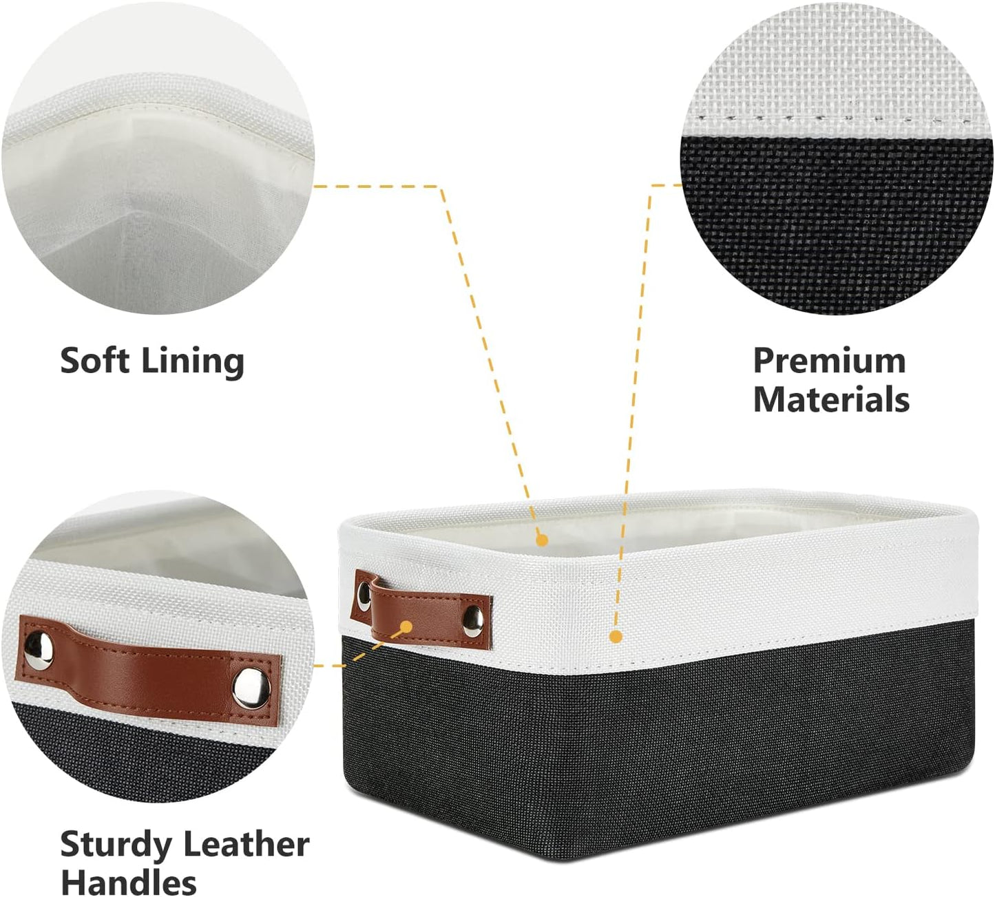 DULLEMELO Storage Baskets for Shelves, Fabric Collapsible Rectangular Storage Bins for Shelves, Closets, Nursery, Home, Office, Empty Gift Baskets (White&Teal)