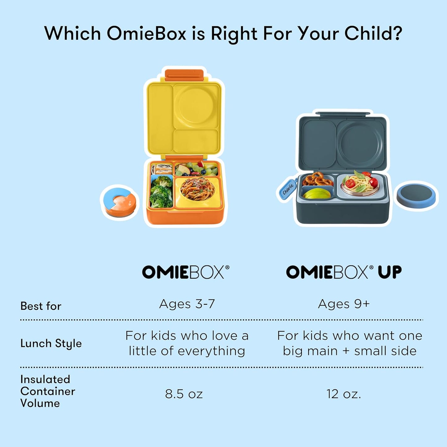 OmieBox UP bento box for kids | Insulated lunch box | Insulated food jar | Cooler ice pack | 2 Compartments (Cherry Pink)