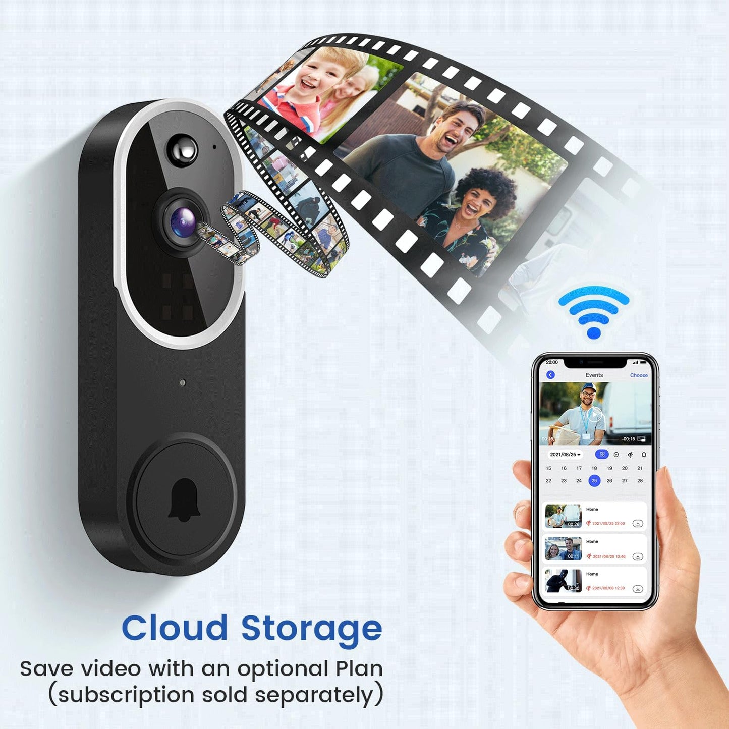 Occuwave 1080P Video Doorbell Camera Wireless with Chime Ringer, Cloud Storage, Live Image, 2-Way Audio, Night Vision, 2.4Ghz WiFi, Indoor Surveillance, Real-Time Alert (Brown+Black)