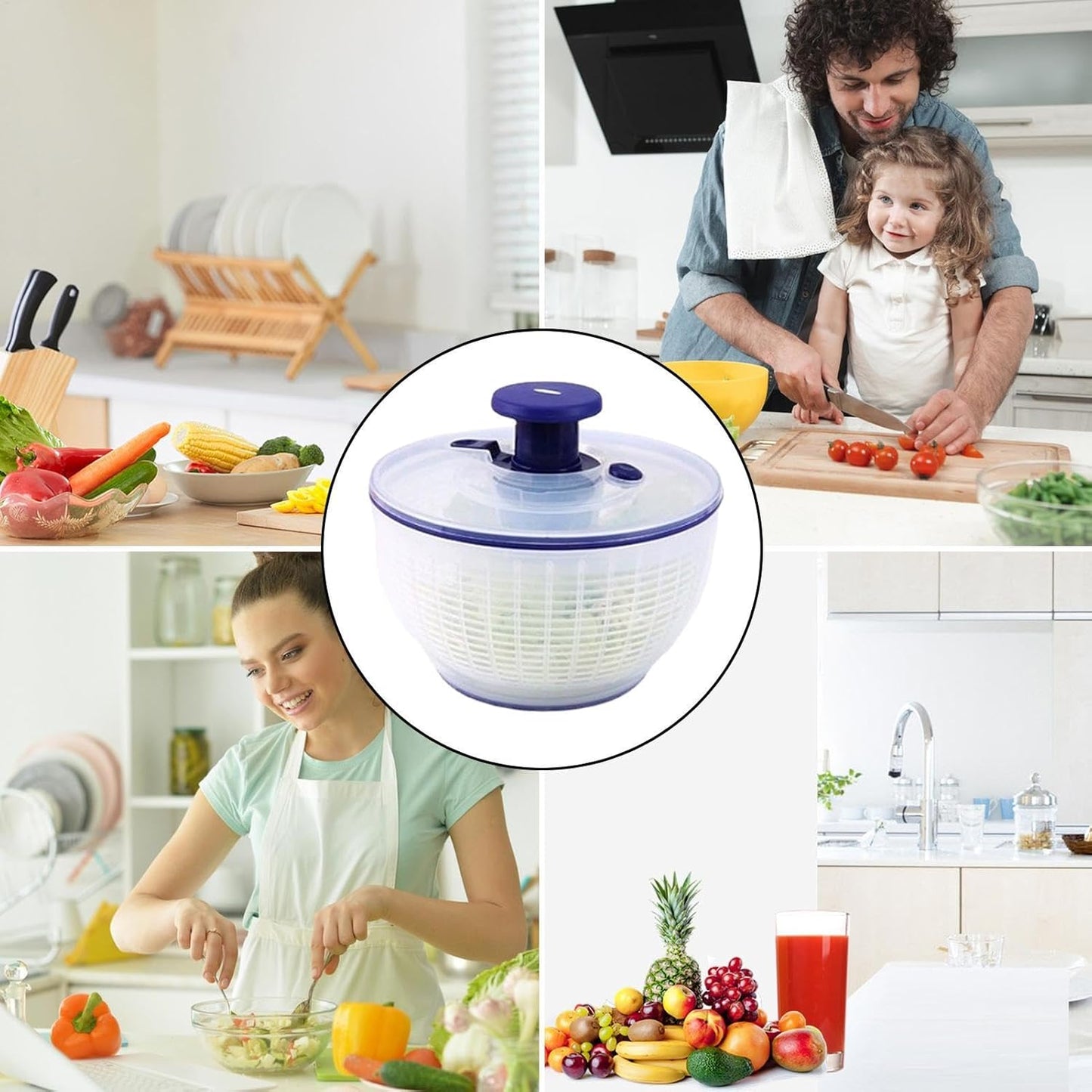 Salad Spinner, Quick Drying Lettuce Spinner | Large Capacity Vegetable Washer, Easy Pump Mechanism, Stable Non-Slip Base, essantial Kitchen Accessory for Fresh Produce