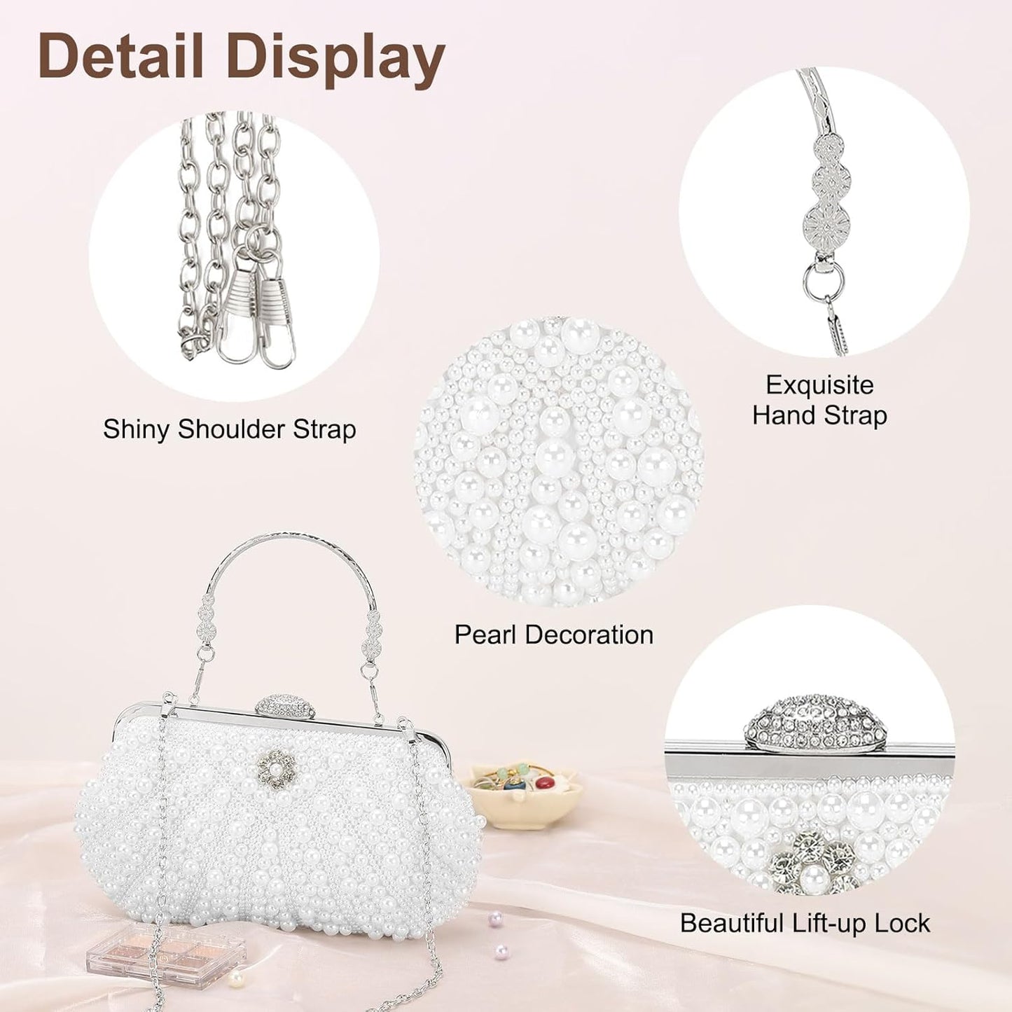 DTGN Clutch Purse Evening Clutch Bag Handbag Cross Body Bag for Women Formal Wedding Club