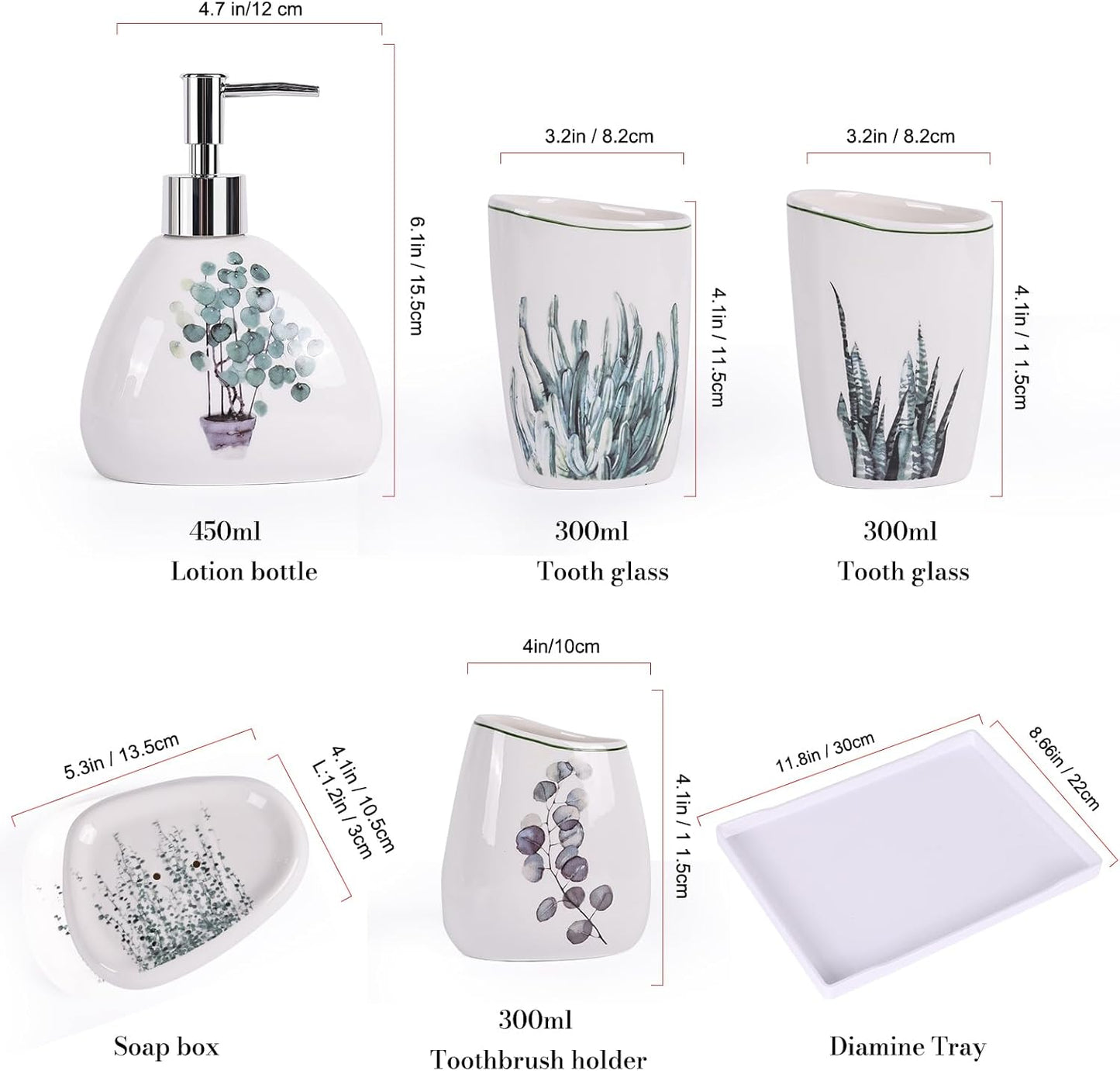 White Bathroom Accessories Set,Modern Countertop Bathroom Decor,Luxury 6 Piece Bathroom Accessory Set,Complete with Soap Dispenser,Toothbrush Holder,Tumbler,Tray