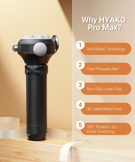 HYAKO R1 Pro Max High Frequency Vibration Therapy Muscle Massager, Gray