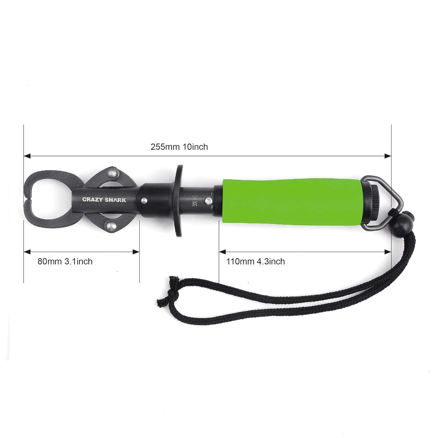 Crazy Shark Portable Stainless Steel Fish Lip Grabber Gripper Grip Tool Fish Holder Tackle EVA Handle 40lbs (Dark Gray)