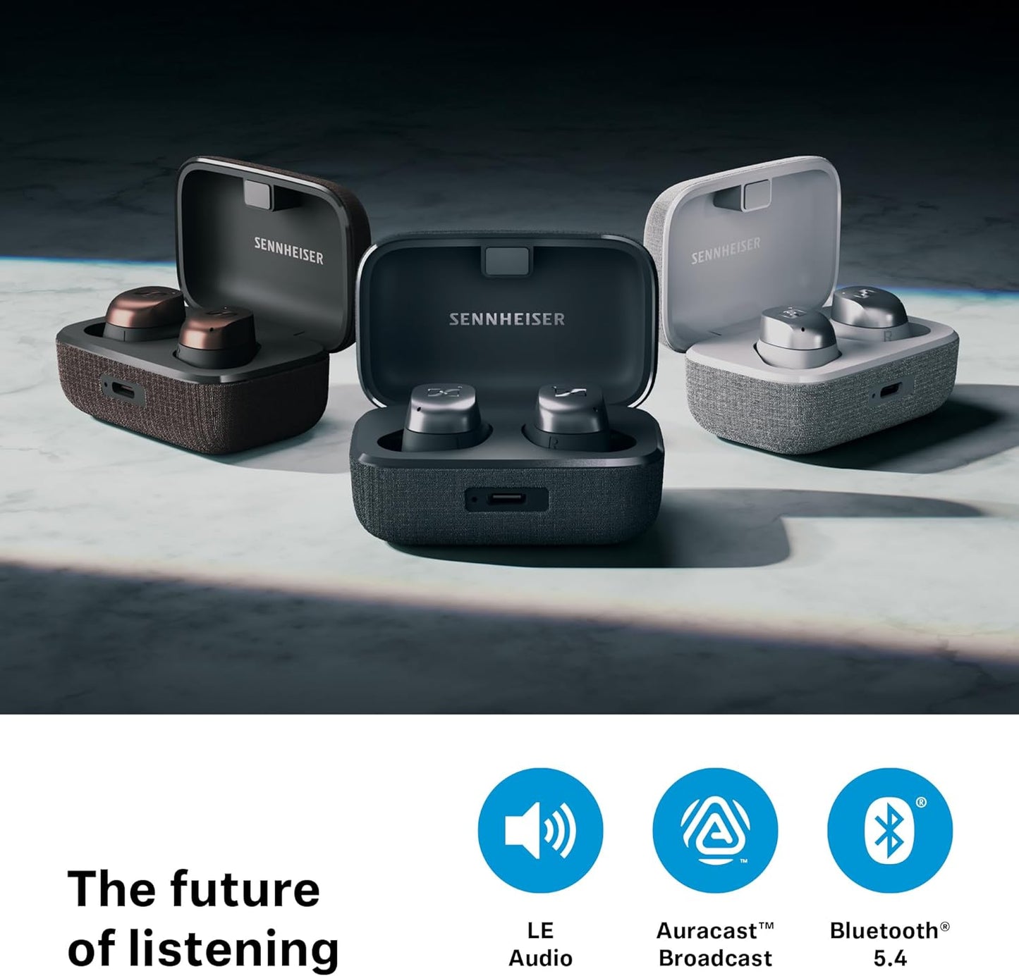 Sennheiser Momentum True Wireless 4 Smart Earbuds with Bluetooth 5.4, Crystal-Clear Sound, Comfortable Design, 30-Hour Battery Life, Adaptive ANC, LE Audio and Auracast - Black Graphite