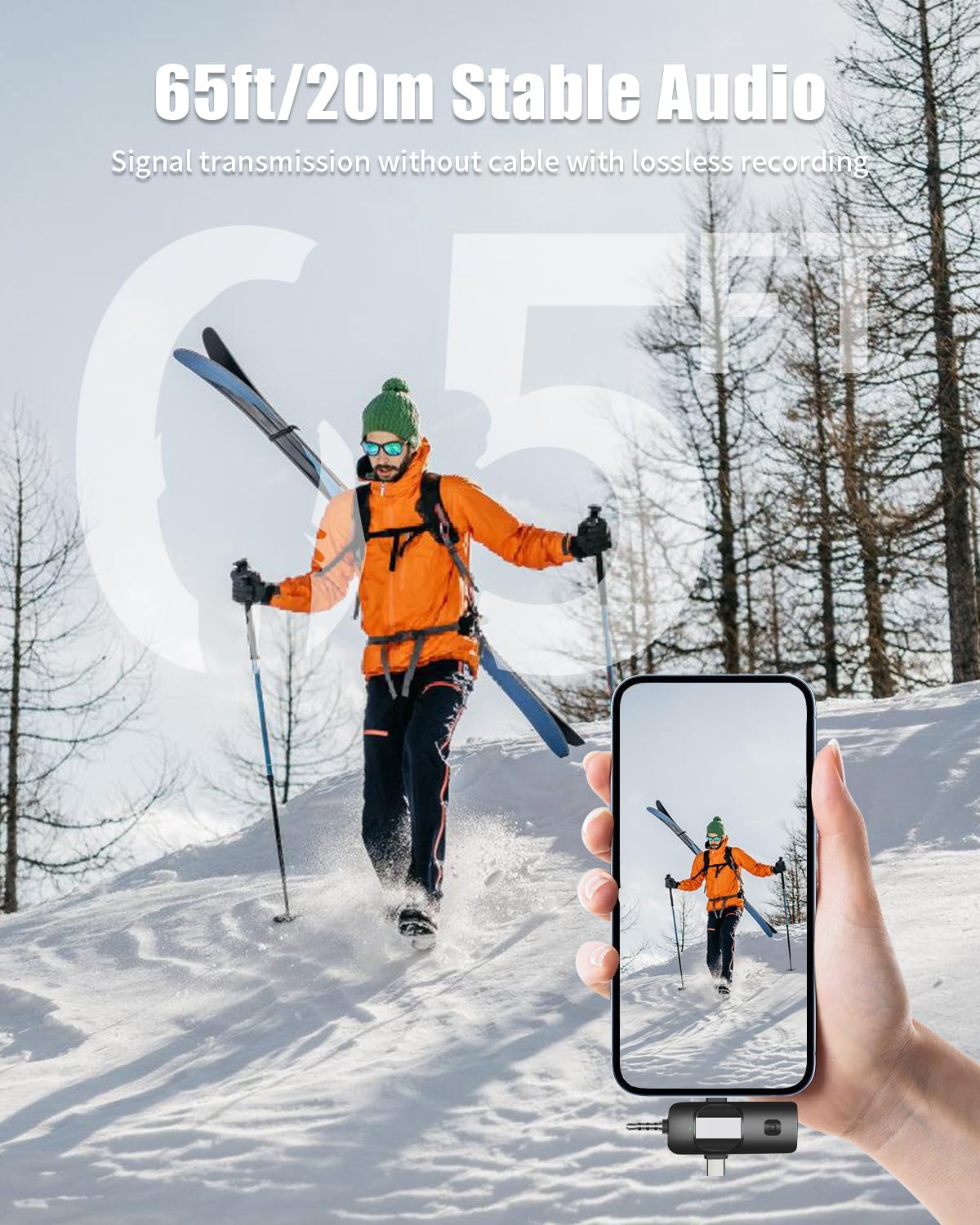 Wireless Lavailer Microphone for iPhone, Android, Camera, iPad, USB C, 4 in 1 Professional Mini Microphone with Noise Reduction, Wireless Mic for Video Recording, Vlog, YouTube, TikTok