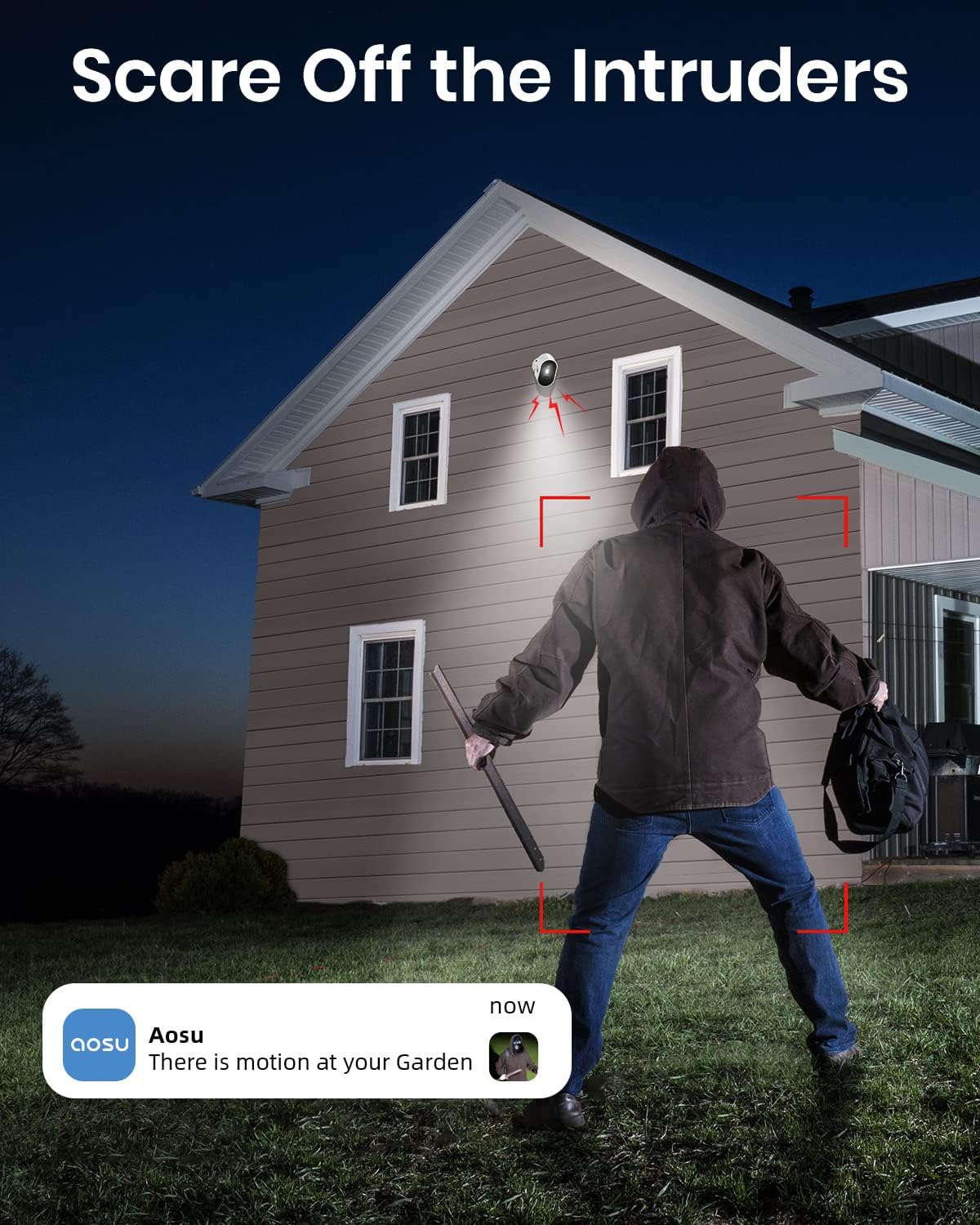 AOSU Security Cameras Outdoor Wireless, 4-Cam-Kit, 166° Ultra-Wide-Angle, Battery Powered, No Subscription, Home Security Cameras System with 2K Color Night Vision, Spotlight, Easy Setup, Motion Alert