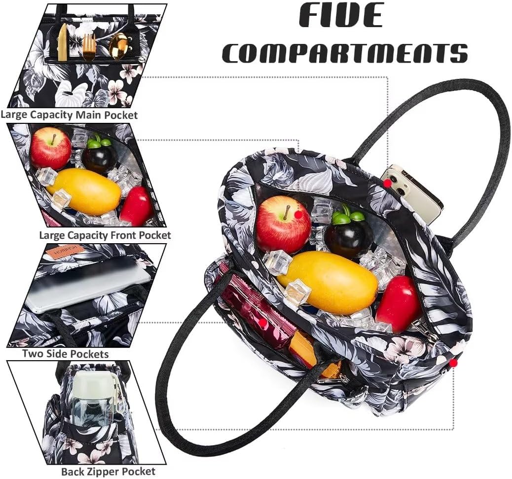 Lunch Bag for Women, Insulated Lunch Box for Work, Large Leakproof Cooler Purse with Side Pockets & Removable Shoulder Strap Women's Lunch Tote Bag for Picnic Work Beach Cute Lunch Bags (Heart)