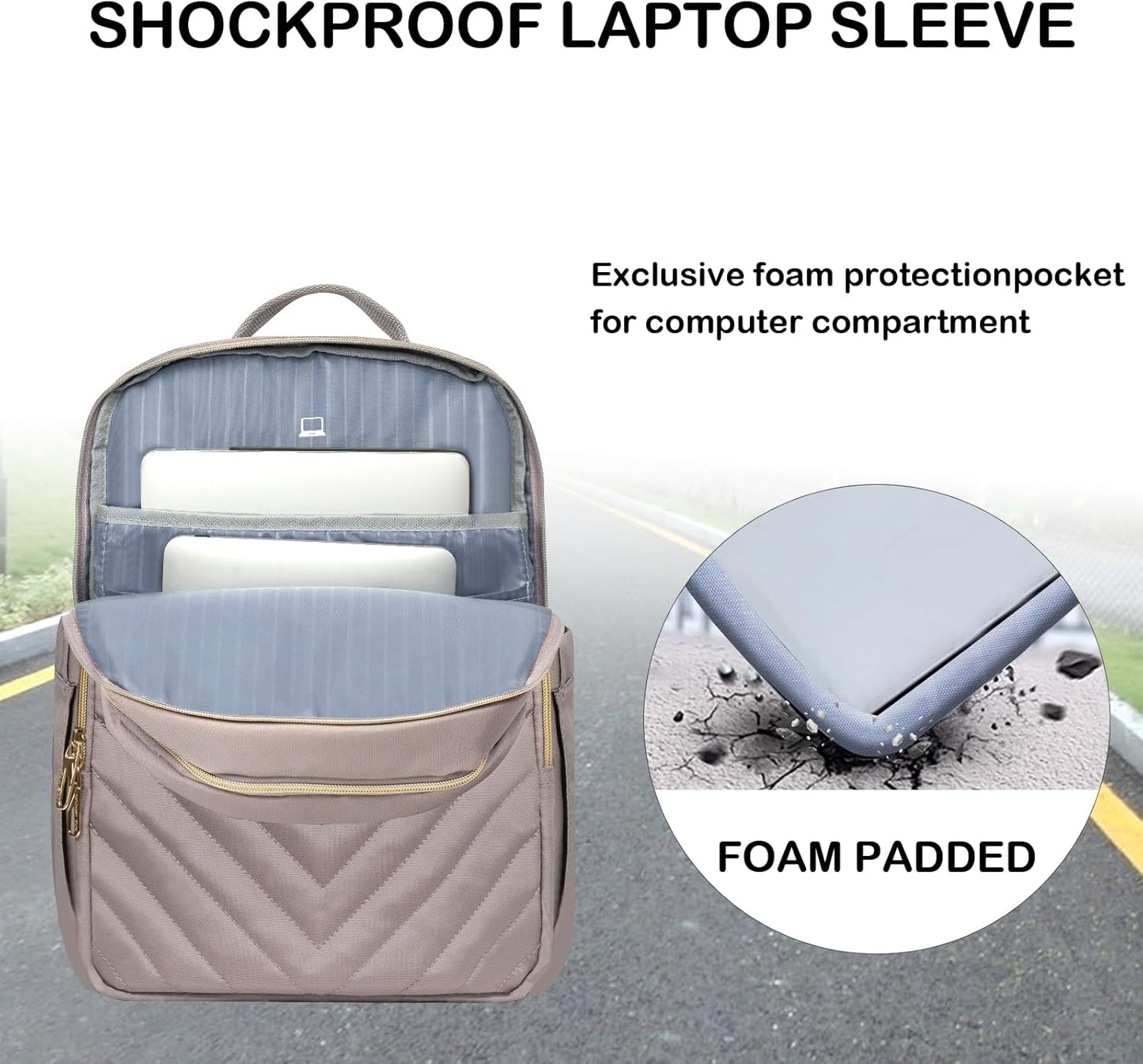 VANKEAN Laptop Backpack for Women Men Work Laptop Bag Fashion with USB Port, Daypacks for College, Business (Black, 15.6 Inch)