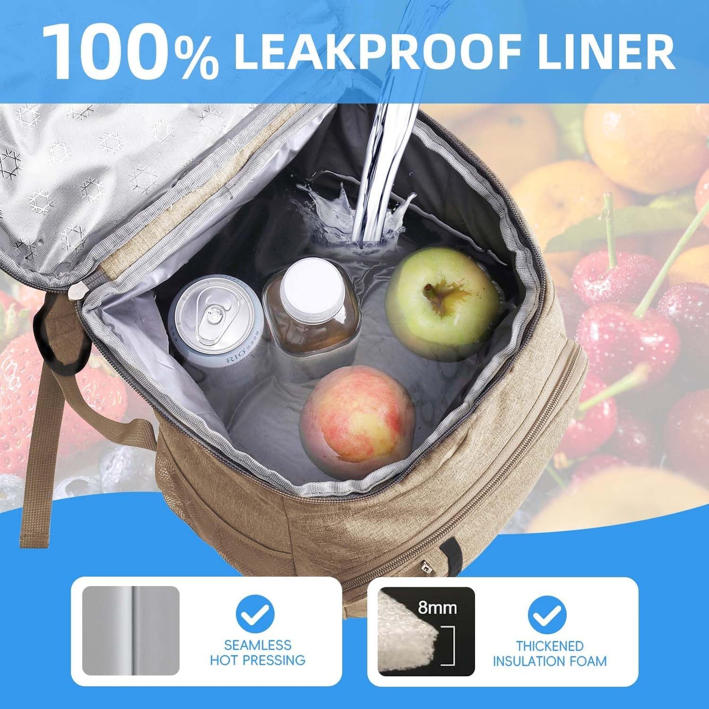 Bagtopia Camping Cooler Backpack 25 Cans, Leak Proof Insulated Thermal Bag, Beach Travel Picnic Lunch Backpack for Men Women