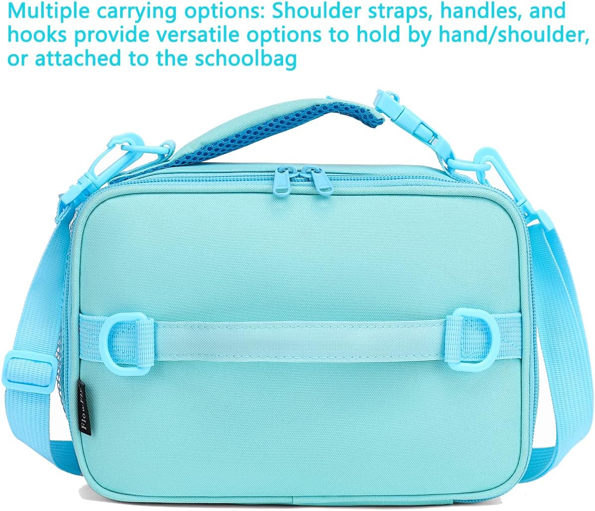 FlowFly Kids Lunch Box Insulated Soft Bag Mini Cooler Back to School Thermal Meal Tote Kit for Girls, Boys, Black
