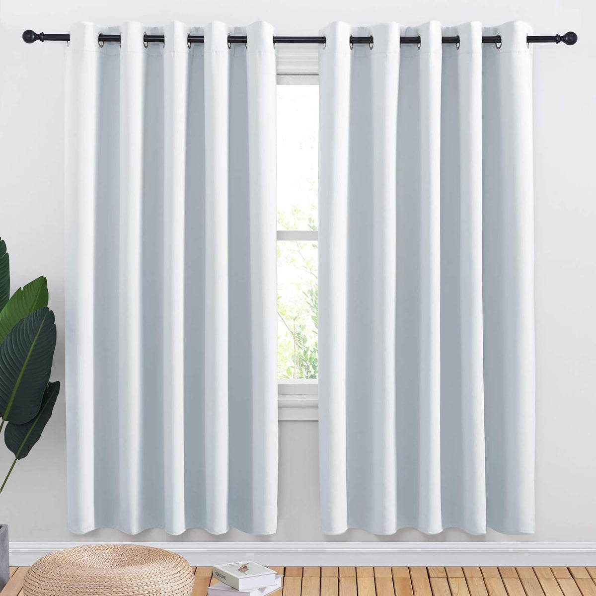 NICETOWN Blackout Curtains 2 Panels for Bedroom- Thermal Insulated Grommet Blackout Curtains 63 Inches Long for Living Room/Kitchen Rideaux occultants (2 Panels, W42 x L63 -Inch,Grey) - PuriLite