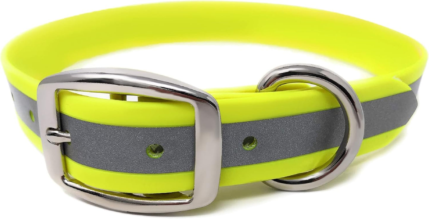 Regal Dog Products Heavy Duty Reflective Dog Collar – Adjustable and with Durable Metal Buckle and Rings Anti-Odor, chew Resistant, Waterproof Dog Collar for Small Medium and Large Dogs (Large, Pink)