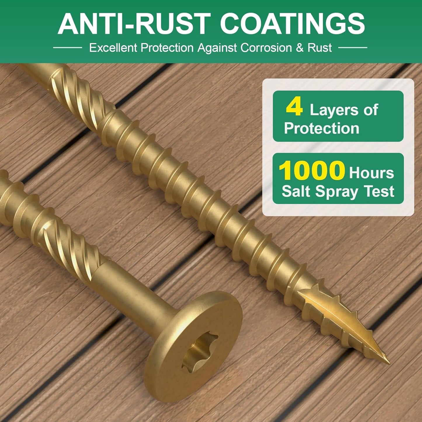 FMhotu 6 Inch Heavy-Duty Outdoor Deck Screws, 50Pcs Star Drive Decking Wood Screws, Rust Resistant Timber Screws for Timber/Log/Landscaping Wood (#14 x 6 Tan