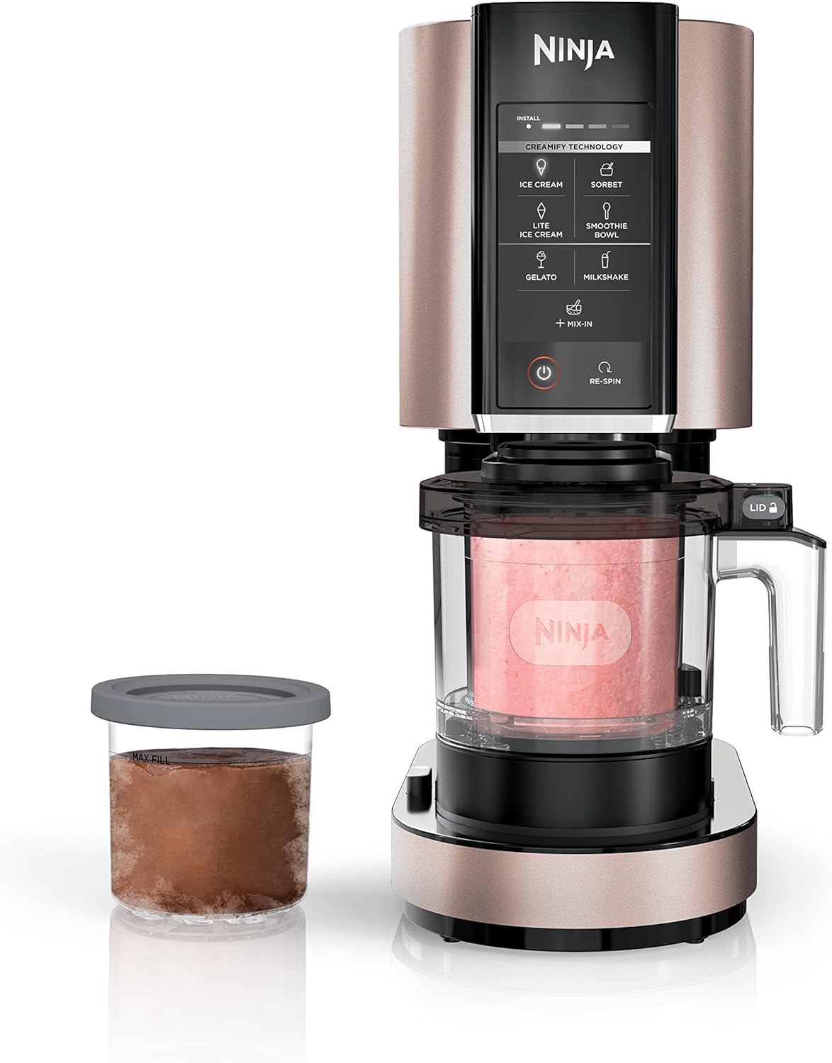 Ninja NC301 CREAMi Ice Cream Maker, for Gelato, Mix-ins, Milkshakes, Sorbet, Smoothie Bowls & More, 7 One-Touch Programs, with (2) Pint Containers & Lids, Compact Size, Perfect for Kids, Silver