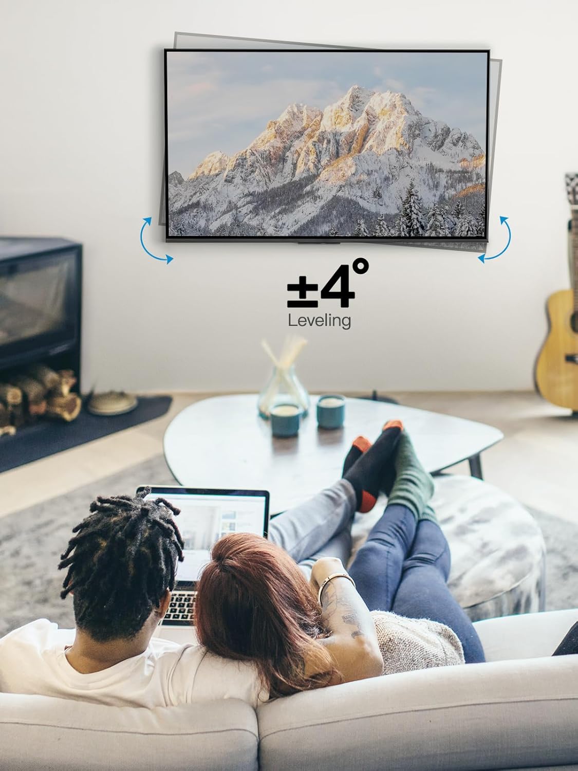 Pipishell Full Motion TV Wall Mount for Most 26-60 Inch Flat Curved 4K TVs, Up to 77lbs and VESA 400x400mm, Single Articulating Arms TV Bracket Support Swivel, Tilt, Level Adjustment