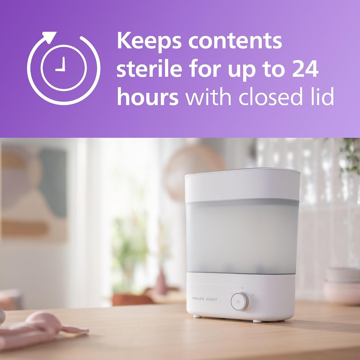 Philips Avent Baby Bottle Sterilizer and Dryer Premium, Removes 99,9% of Bacteria, Chemicals Free, Capacity 6 Bottles/Teats/Accessories, Modular Space Saving Design, Model SCF293
