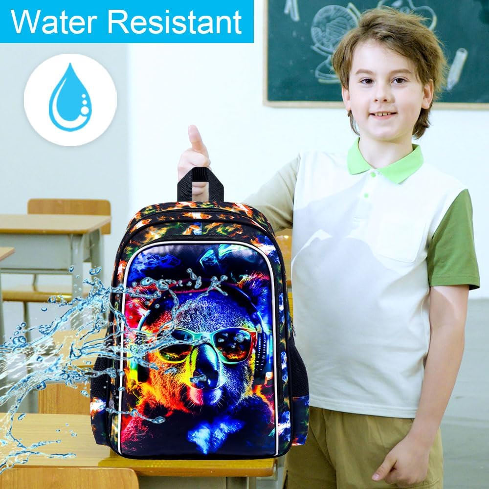 3pcs Backpack for Boys and Girls, 16” Kids Kindergarten Bookbag with Lunch Box, Cute Elementary Backpacks for Boy Girl